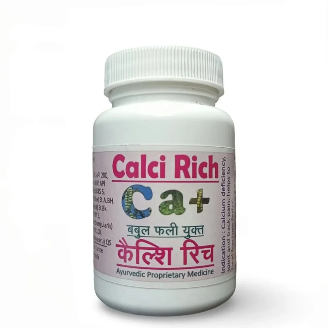 Natural Calcium Supplement - Calci Rich Tablet for Strong Bones & Growing Kids (120 Tablets) 1 Calci Rich Natural Calcium Tablet - Ayurvedic Bone Strength Supplement with Godanti Bhasma and Ashtisamhari for Strong Bones, 120 Tablets