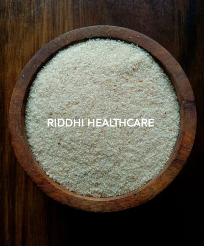 Premium quality Psyllium husk (Isabgol) fiber in wooden bowl - Export grade natural dietary fiber from Gujarat, India for supplement manufacturers and food industry